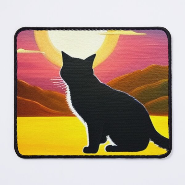 Item preview, Cartoon Black Cat Watching the Sunset designed and sold by HanaiPrint.
