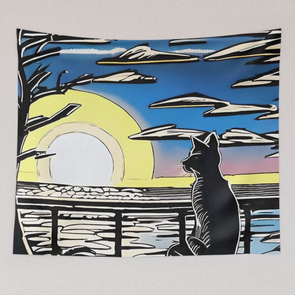 Item preview, Cat Watching Sunset Scene designed and sold by roleshop.