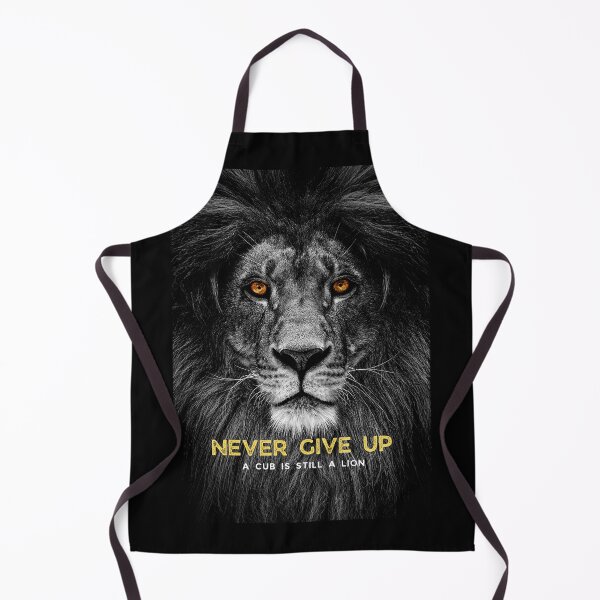 Item preview, NEVER GIVE UP Black & White Lion Motivational Mindset Quote designed and sold by hiunlimit.