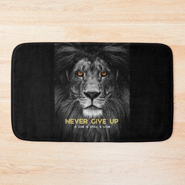 Item preview, NEVER GIVE UP Black & White Lion Motivational Mindset Quote designed and sold by hiunlimit.