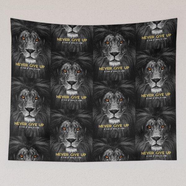 Item preview, NEVER GIVE UP Black & White Lion Motivational Mindset Quote designed and sold by hiunlimit.