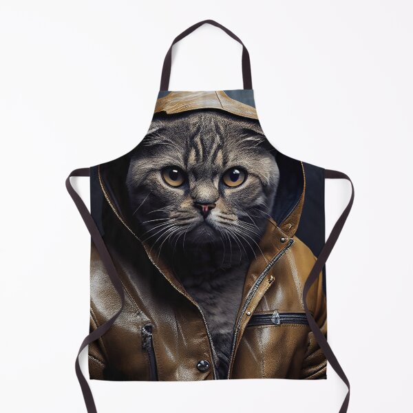 Item preview, Scottish Fold Cat Breed Portrait wears a leather jacket designed and sold by Nalaxation.