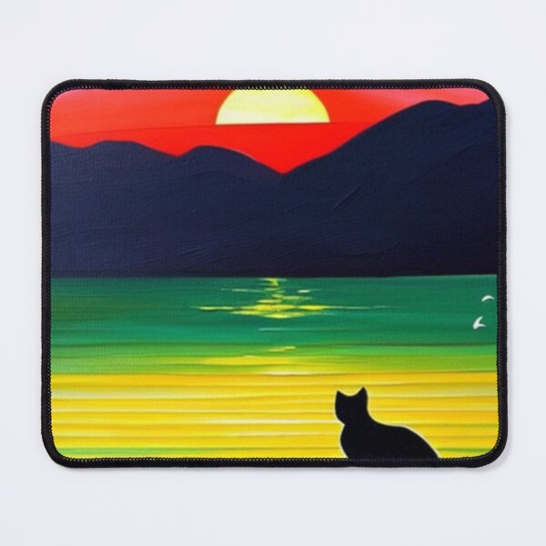 Item preview, Funny Scene of a Cartoon Cat Watching the Sunset designed and sold by HanaiPrint.