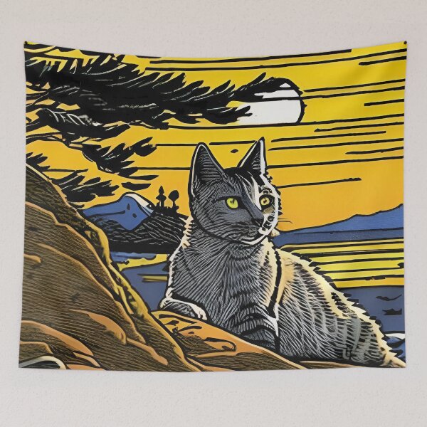 Item preview, Cat Watching Sunset Scene designed and sold by roleshop.