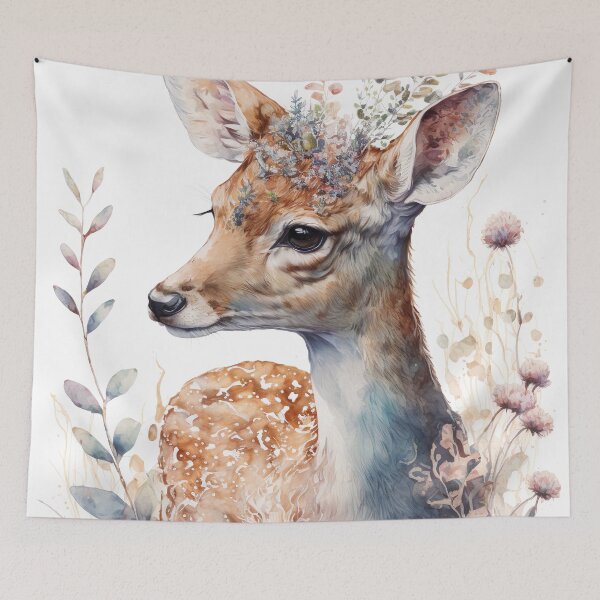 Item preview, Boho Deer: Watercolor painting of a Beautiful Deer designed and sold by faiaArt.