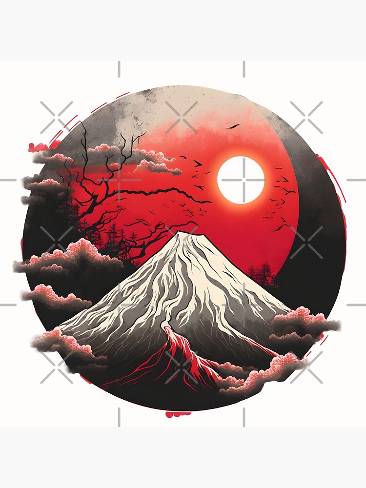 Japanese Rising Sun Over Mount Fuji Watercolor T Shirt Japanese Rising Sun Over Mount Fuji Watercolor T Shirt