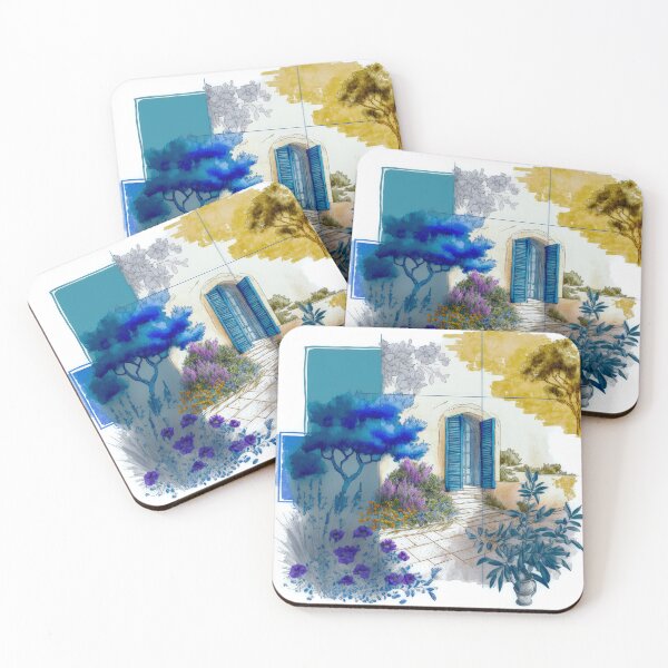 Item preview, Mediterranean garden scene designed and sold by FlatLandPrints.