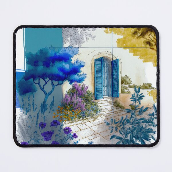 Item preview, Mediterranean garden scene designed and sold by FlatLandPrints.