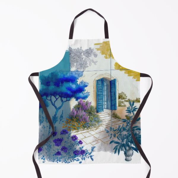 Item preview, Mediterranean garden scene designed and sold by FlatLandPrints.