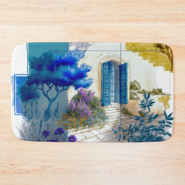 Item preview, Mediterranean garden scene designed and sold by FlatLandPrints.