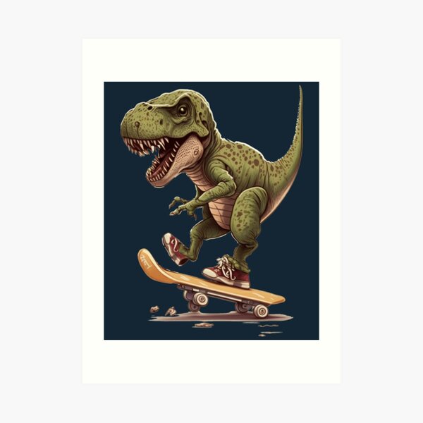Skateboarding T-rex Dinosaur Art Print for Sale by k3rstman1
