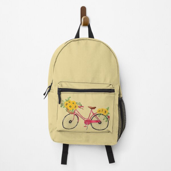 Item preview, Pink female bycicle with lots of sunflowers, aquarelle designed and sold by EmeraldeaArt.