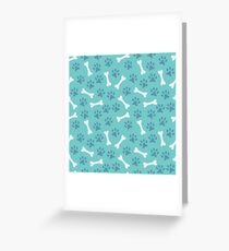 Animal seamless vector pattern of paw footprint and bone Greeting Card