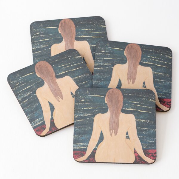 Item preview, Join me swimmer skinny dip woman acrylic  designed and sold by eddiebarronshop.