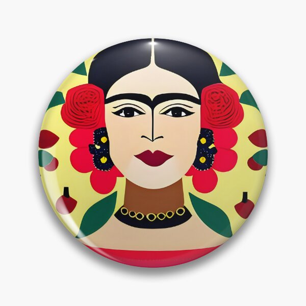 Item preview, Mexican Folk Art, beautiful lady in green, yellow and red, Inspired by Frida Kalho designed and sold by RoyalRepublics.