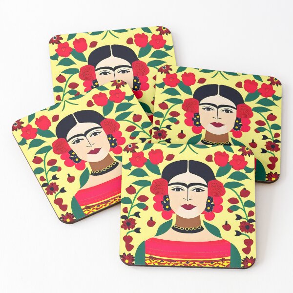 Item preview, Mexican Folk Art, beautiful lady in green, yellow and red, Inspired by Frida Kalho designed and sold by RoyalRepublics.