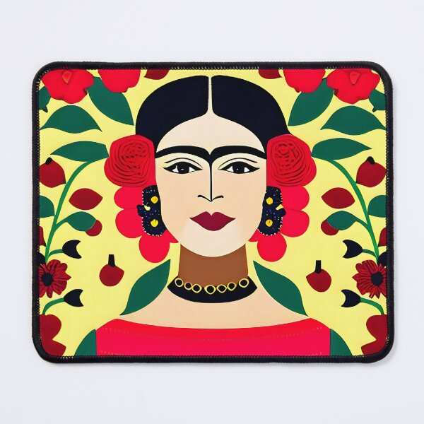 Item preview, Mexican Folk Art, beautiful lady in green, yellow and red, Inspired by Frida Kalho designed and sold by RoyalRepublics.