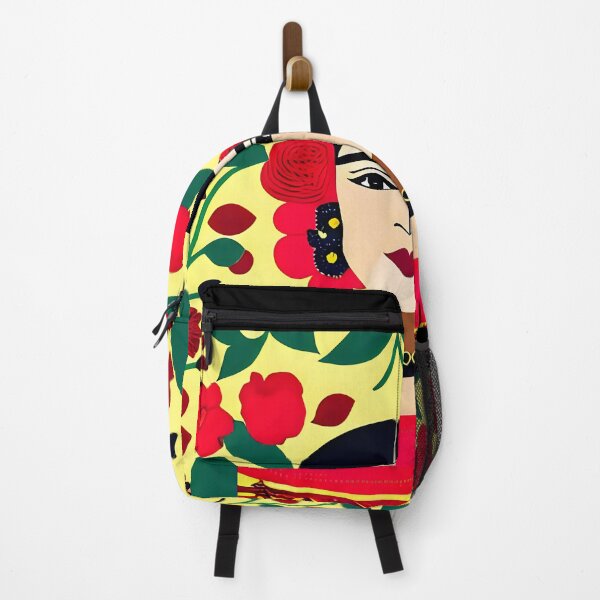 Item preview, Mexican Folk Art, beautiful lady in green, yellow and red, Inspired by Frida Kalho designed and sold by RoyalRepublics.