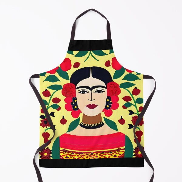 Item preview, Mexican Folk Art, beautiful lady in green, yellow and red, Inspired by Frida Kalho designed and sold by RoyalRepublics.