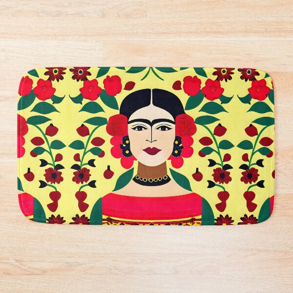 Item preview, Mexican Folk Art, beautiful lady in green, yellow and red, Inspired by Frida Kalho designed and sold by RoyalRepublics.