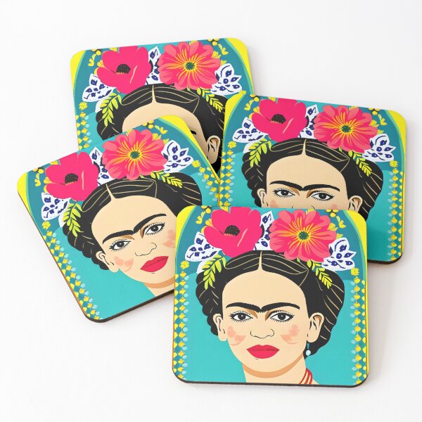 Item preview, Mexican Folk Art, beautiful lady in green, yellow and red, Inspired by Frida Kalho designed and sold by RoyalRepublics.