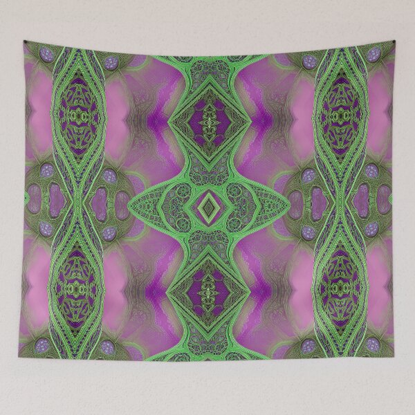 Item preview, green and purple abstract lace pattern designed and sold by kbgraphicimages.
