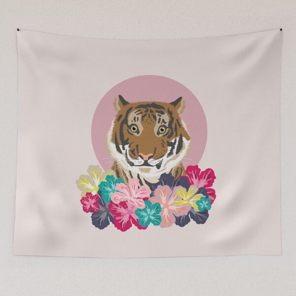 Item preview, Tiger in Florals designed and sold by rcottoncreative.