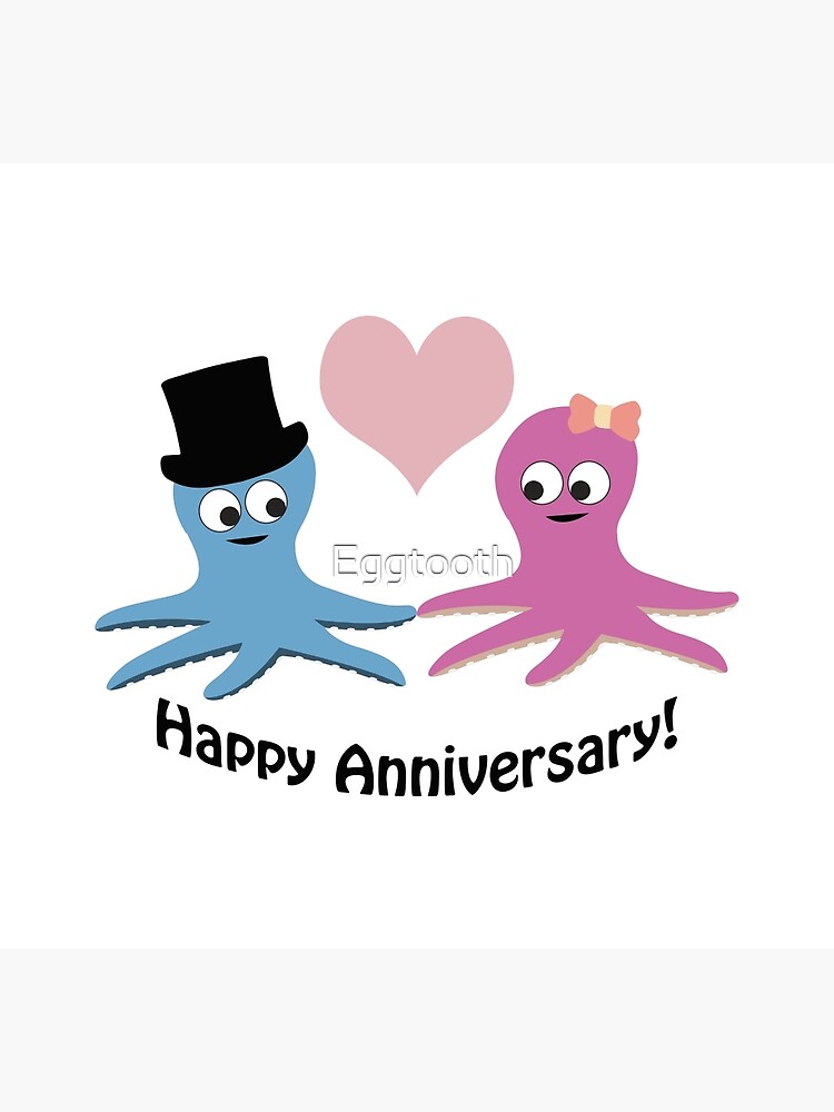 Carte De Vœux Joyeux Anniversaire Couple Mignon De Poulpe Par Eggtooth Redbubble