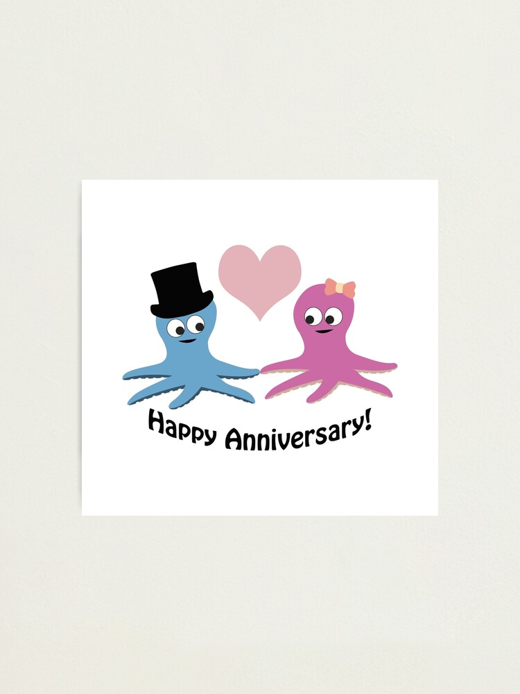 Impression Photo Joyeux Anniversaire Couple Mignon De Poulpe Par Eggtooth Redbubble
