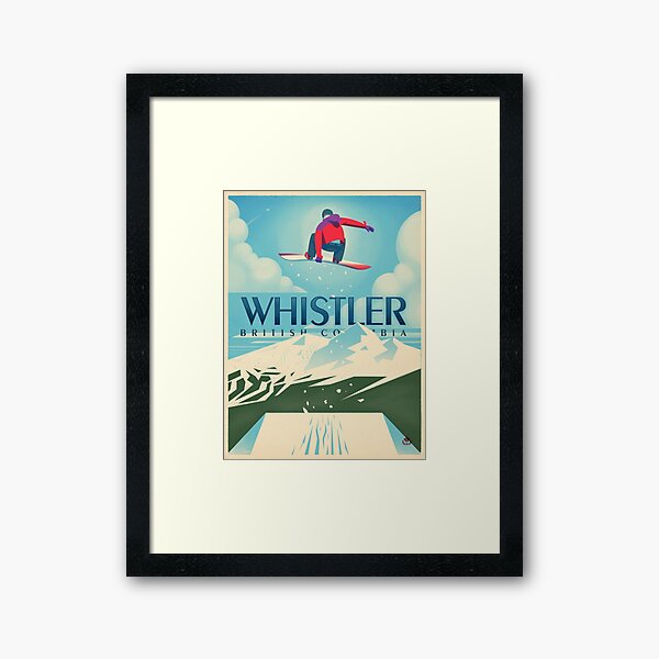 "Snowboard Booter" Whistler, BC Travel Poster Framed Art Print