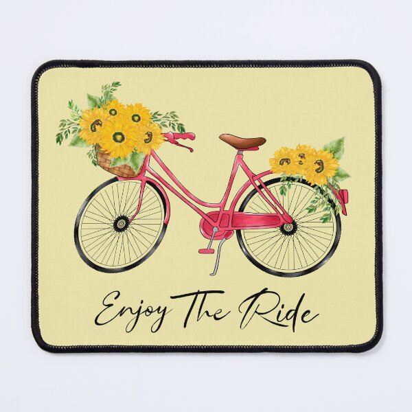 Item preview, Enjoy the ride - Pink female bycicle with lots of sunflowers, aquarelle designed and sold by EmeraldeaArt.