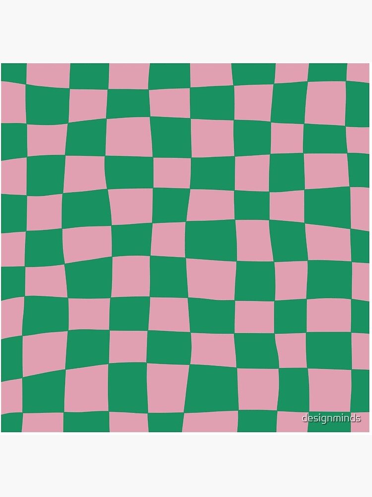 Hand Drawn Checkerboard Pattern (pink/green) Art Board Print