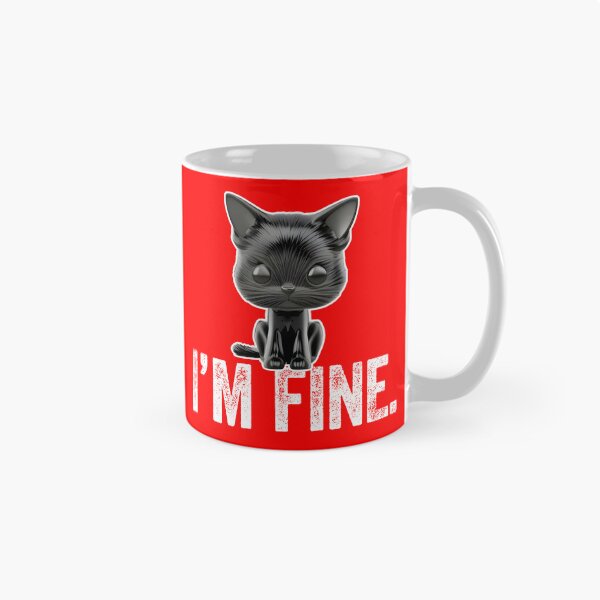 Item preview, I'M FINE funny angry toy black cat  designed and sold by w1ckerman.
