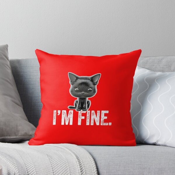 Item preview, I'M FINE funny angry toy black cat  designed and sold by w1ckerman.