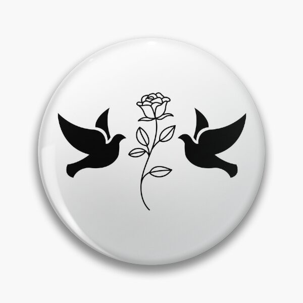 Aperçu de l'œuvre Rose et colombes (N&B) créée et vendue par DEDDesign.