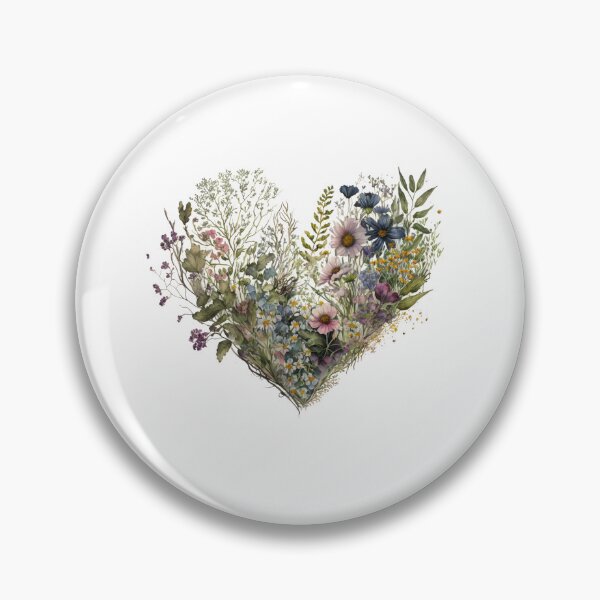Item preview, Floral Garden Botanical Print with wild flowers Heart Valentines designed and sold by FloralFancy.