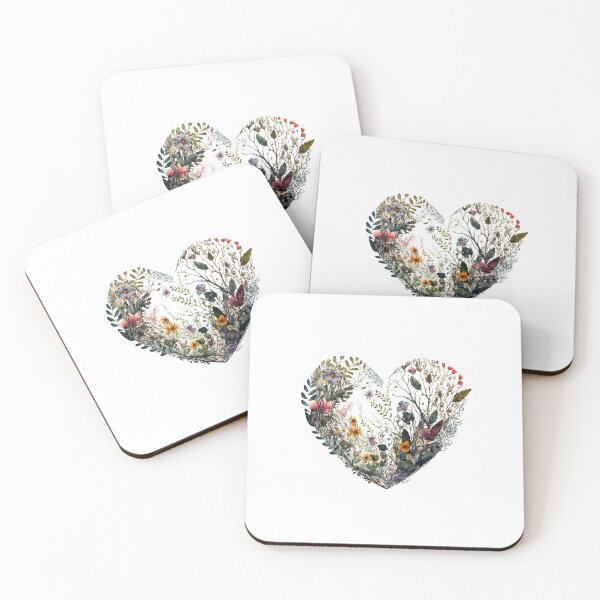 Item preview, Floral Garden Botanical Print with wild flowers Heart Valentines designed and sold by FloralFancy.