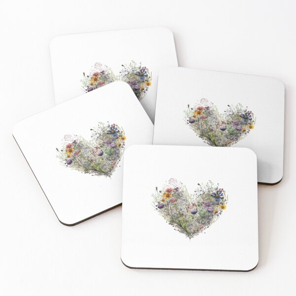 Item preview, Floral Garden Botanical Print with wild flowers Heart Valentines designed and sold by FloralFancy.