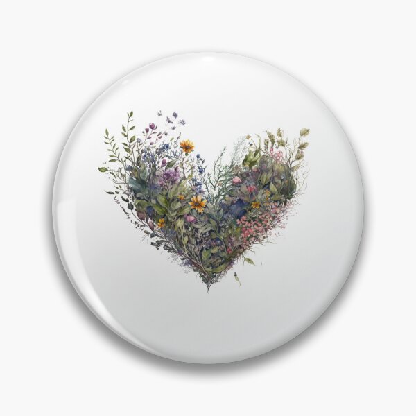 Item preview, Floral Garden Botanical Print with wild flowers Heart Valentines designed and sold by FloralFancy.