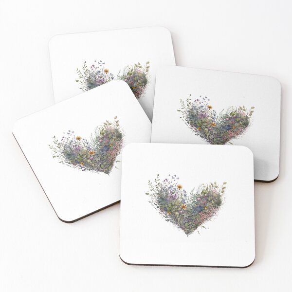 Item preview, Floral Garden Botanical Print with wild flowers Heart Valentines designed and sold by FloralFancy.