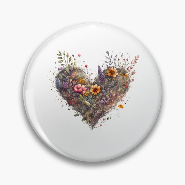 Item preview, Floral Garden Botanical Print with wild flowers Heart Valentines designed and sold by FloralFancy.