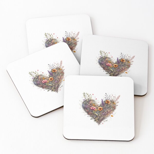 Item preview, Floral Garden Botanical Print with wild flowers Heart Valentines designed and sold by FloralFancy.