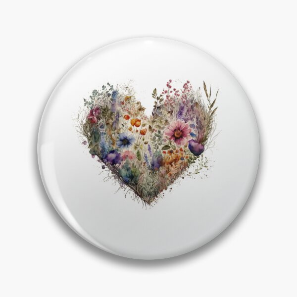 Item preview, Floral Garden Botanical Print with wild flowers Heart Valentines designed and sold by FloralFancy.