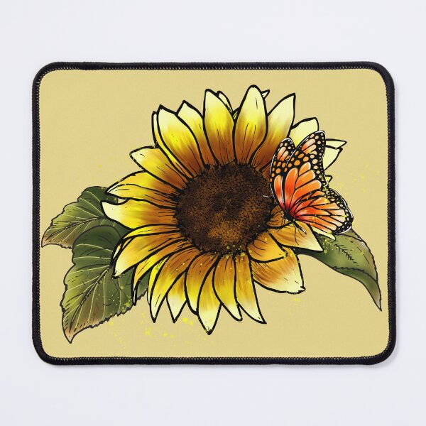 Item preview, aquarell sunflower with butterflies designed and sold by EmeraldeaArt.