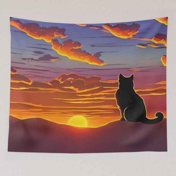 Item preview, Cat Watching Sunset Scene designed and sold by roleshop.