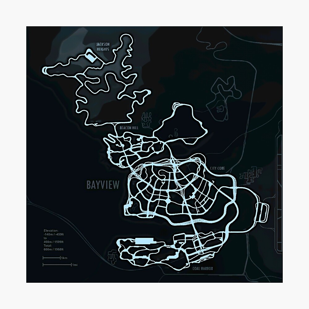 Need For Speed Underground 2 Map Need For Speed Underground 2 | Bayview Map" Poster for Sale by Komarske | Redbubble