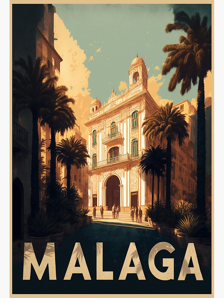 Lámina MALAGA Spain Vintage Travel Poster