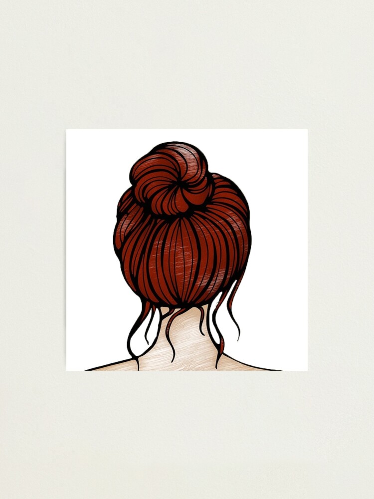 Messy Bun Pencil Sketch Photographic Print By Cinnamonknot