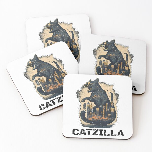 Item preview, Catzilla AWESOME ILLUSTRATION white designed and sold by MeditationMind.