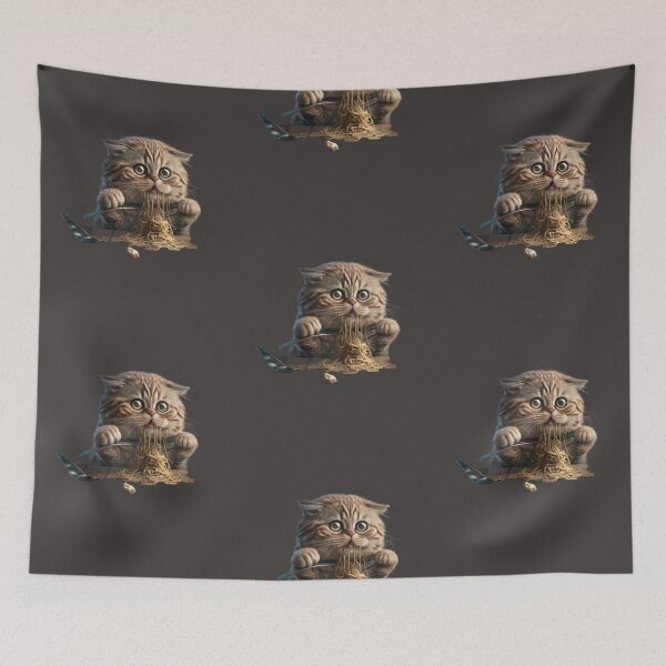Item preview, A Funny And Cute Cat Eat Spaghetty designed and sold by BISJOU.